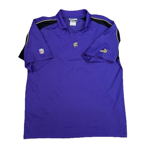 Puma Polo Shirt Men's Large Purple Minnesota Vikings NFL Team Apparel Golf - Picture 1 of 9